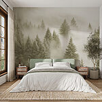 Papier peint Groupe d'arbres dans le brouillard