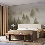 Papier peint Groupe d'arbres dans le brouillard