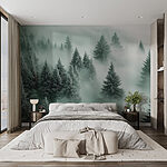 Papier peint Groupe d'arbres dans le brouillard