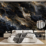 Papier peint Nuages noirs avec éclairs