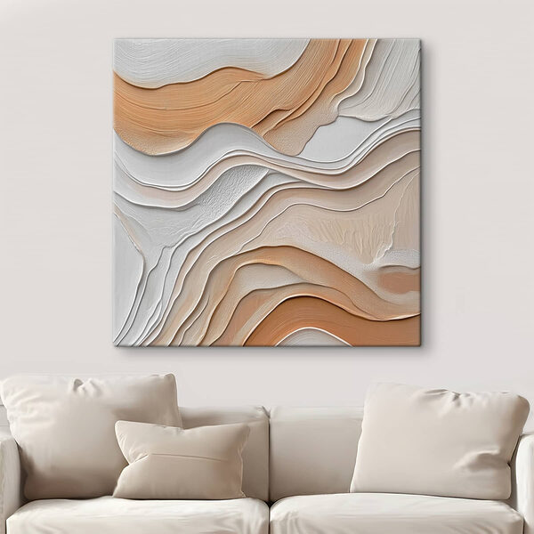 Lignes ondulées blanches et brunes Tableaux Lignes ondulées blanches et brunes