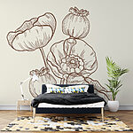 Papier peint Dessin de fleurs sur fond blanc