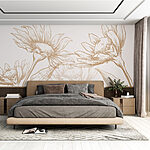 Papier peint Dessin de fleurs et de feuilles