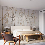 Papier peint Silhouettes en bambou dans des tons doux