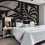 Papier peint Motif floral noir et blanc