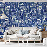 Papier peint Visages en bleu et blanc