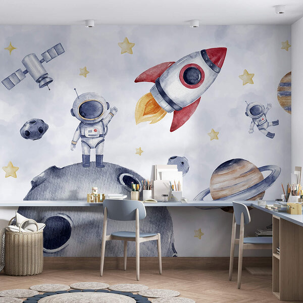 Papier peint Aquarelle d'objets spatiaux