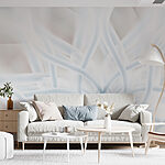 Papier peint Fleur blanche et bleue