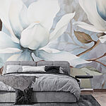 Papier peint Peinture de fleurs blanches