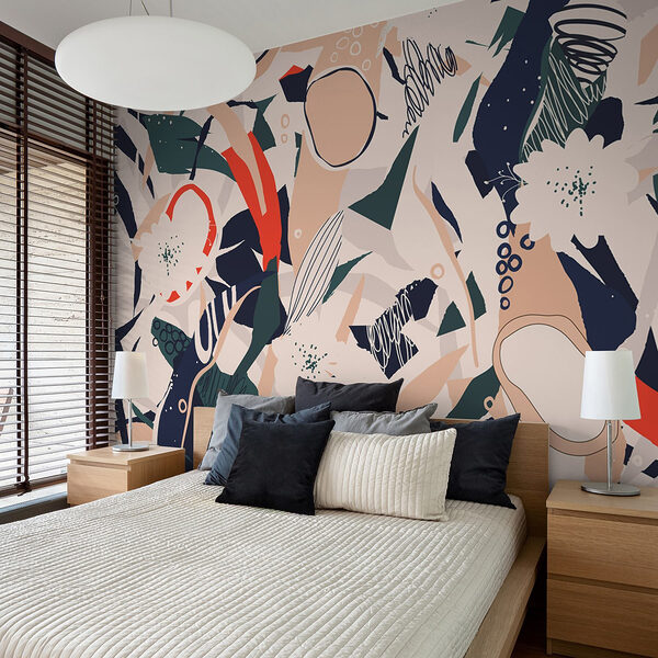Motif coloré avec des fleurs Papier peint Motif coloré avec des fleurs