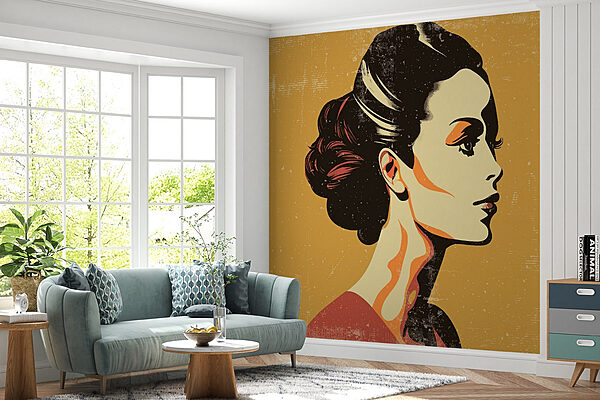 Femme avec un chignon Papier peint Femme avec un chignon