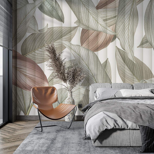 Papier peint Des teintes naturelles dans des motifs feuillus (UGS : w08388) Papier peint Papier peint Des teintes naturelles dans des motifs feuillus (UGS : w08388)