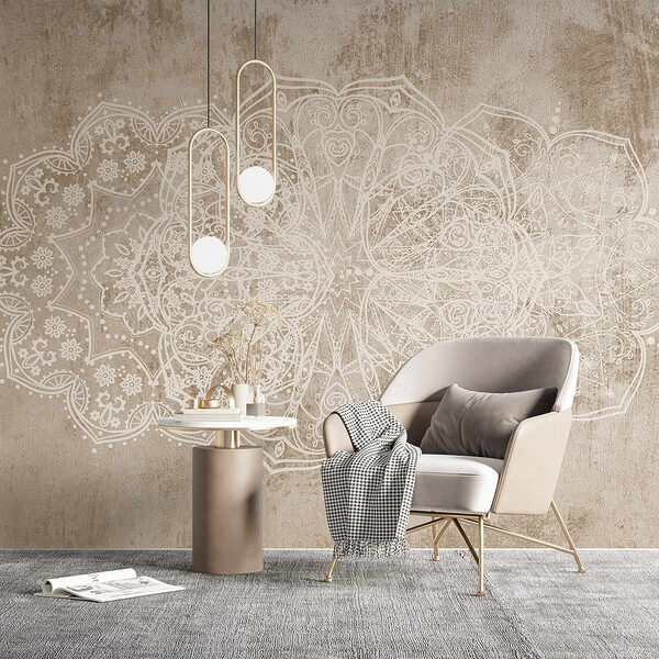 Papier peint Motif orné blanc sur une surface brune (UGS : w08387v1) Papier peint Papier peint Motif orné blanc sur une surface brune (UGS : w08387v1)