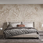 Papier peint Motif orné blanc sur une surface brune