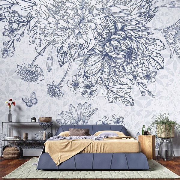 Elégance florale dans des tons doux Papier peint Elégance florale dans des tons doux