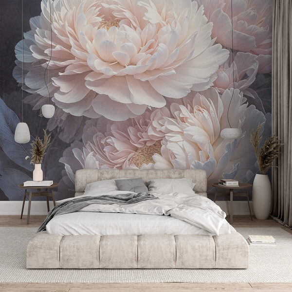 Groupe de fleurs blanches Papier peint Groupe de fleurs blanches