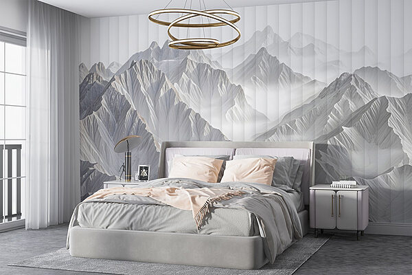 Chaîne de montagnes avec nuages Papier peint Chaîne de montagnes avec nuages