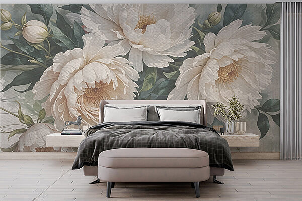 Des fleurs délicates dans des teintes douces Papier peint Des fleurs délicates dans des teintes douces