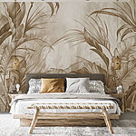 Papier peint Feuillage luxuriant dans des tons doux.