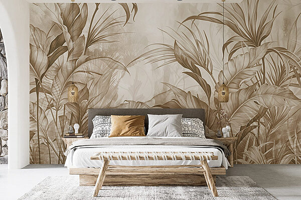 Feuillage luxuriant dans des tons doux Papier peint Feuillage luxuriant dans des tons doux