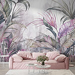 Papier peint Peinture de fleurs et de feuilles