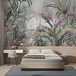 Papier peint Peinture de fleurs et de feuilles