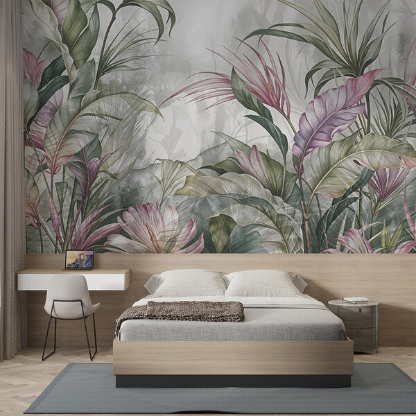Peinture de fleurs et de feuilles Papier peint Peinture de fleurs et de feuilles
