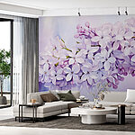 Papier peint Peinture d'une branche de fleurs violettes