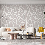 Papier peint Lignes blanches sur fond gris