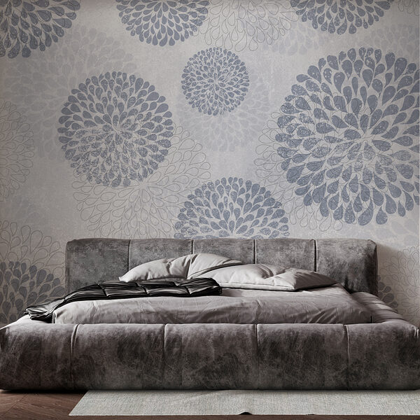Papier peint avec des cercles et des fleurs Papier peint Papier peint avec des cercles et des fleurs