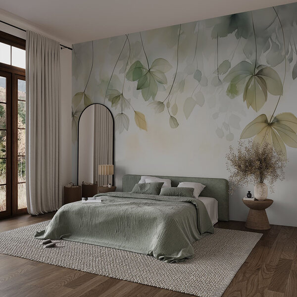 Papier peint Feuilles douces aux teintes tendres
