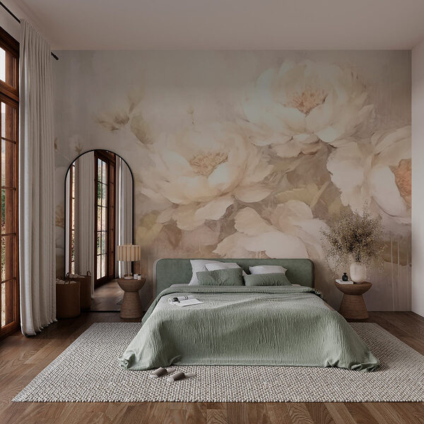 Peinture de fleurs blanches Papier peint Peinture de fleurs blanches