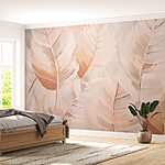 Papier peint Feuilles tendres dans des tons doux.