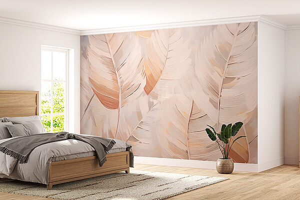 Feuilles tendres dans des tons doux Papier peint Feuilles tendres dans des tons doux