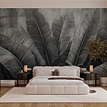 Papier peint Feuillage luxuriant dans des tons monochromes