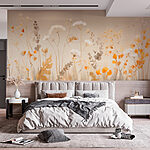 Papier peint Peinture de fleurs et de feuilles
