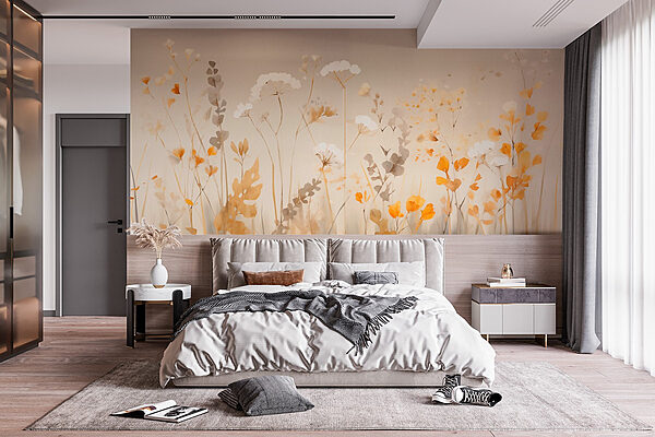 Peinture de fleurs et de feuilles Papier peint Peinture de fleurs et de feuilles