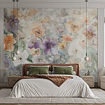Papier peint Peinture de fleurs sur une surface blanche