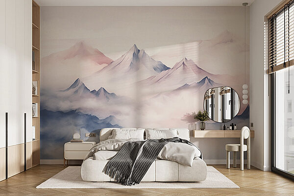 Chaîne de montagnes avec nuages Papier peint Chaîne de montagnes avec nuages