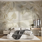 Papier peint Feuilles blanches sur une surface blanche