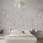 Papier peint Groupe de fleurs roses
