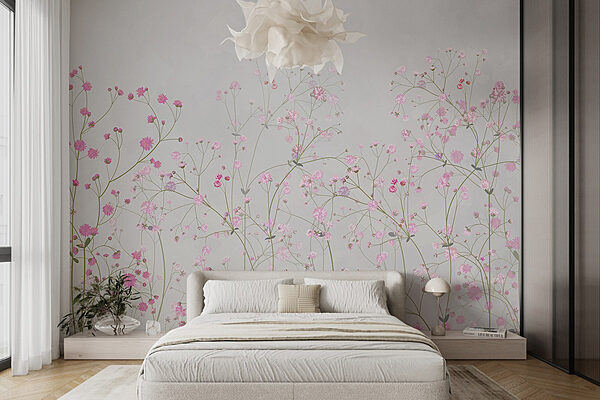 Groupe de fleurs roses Papier peint Groupe de fleurs roses