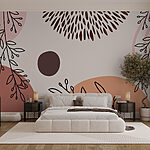 Papier peint Motif de fleurs et de cercles