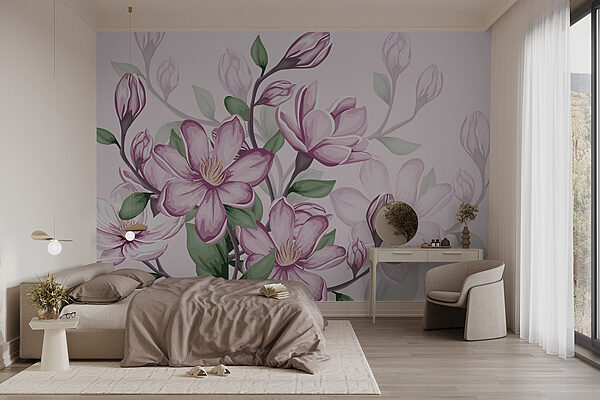 Fleurs délicates dans des tons pastels Papier peint Fleurs délicates dans des tons pastels