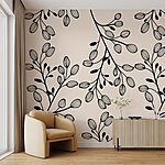 Papier peint Motif de feuilles noires et blanches
