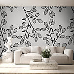 Papier peint Motif de feuilles noires et blanches