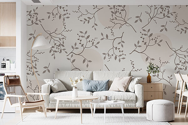 Motif des branches et des feuilles Papier peint Motif des branches et des feuilles