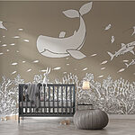 Papier peint Baleine et poisson sous l'eau