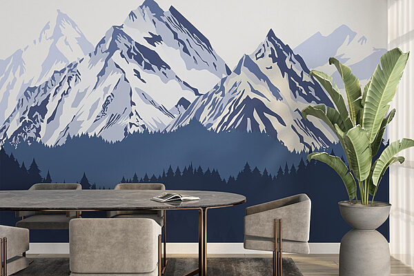 Chaîne de montagnes avec des arbres Papier peint Chaîne de montagnes avec des arbres
