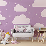 Papier peint Motif de nuages et d'étoiles